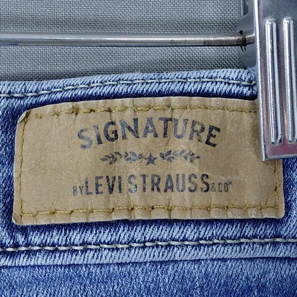 LEVI STRAUSS SIGNATURE Blue Straight Stretch Jeans Women Slim Denim Size 12